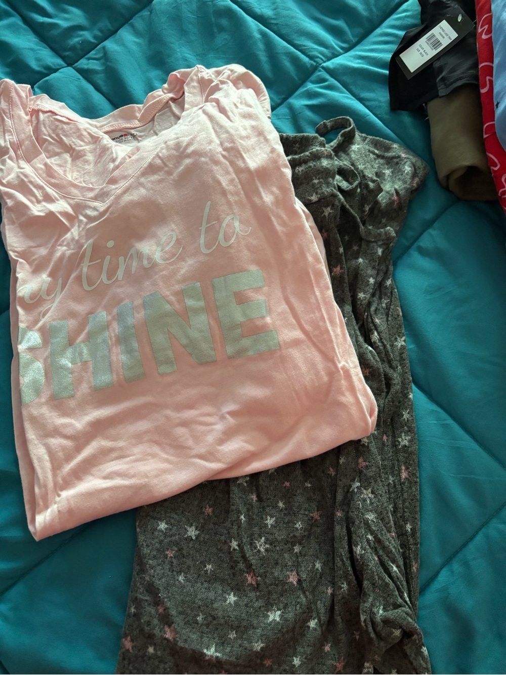 Avenue Pink Short Sleeve Tee with Silver 'SHINE' Script